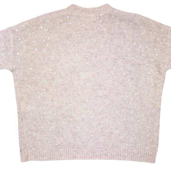 Sezane Ludivine Jumper Sweater Womens Small Beige Silver Polka Dot Mohair Wool - Picture 8 of 11